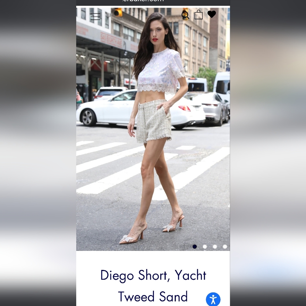 Walter Baker Diego Fringe Trim Shorts color Yacht Tweed